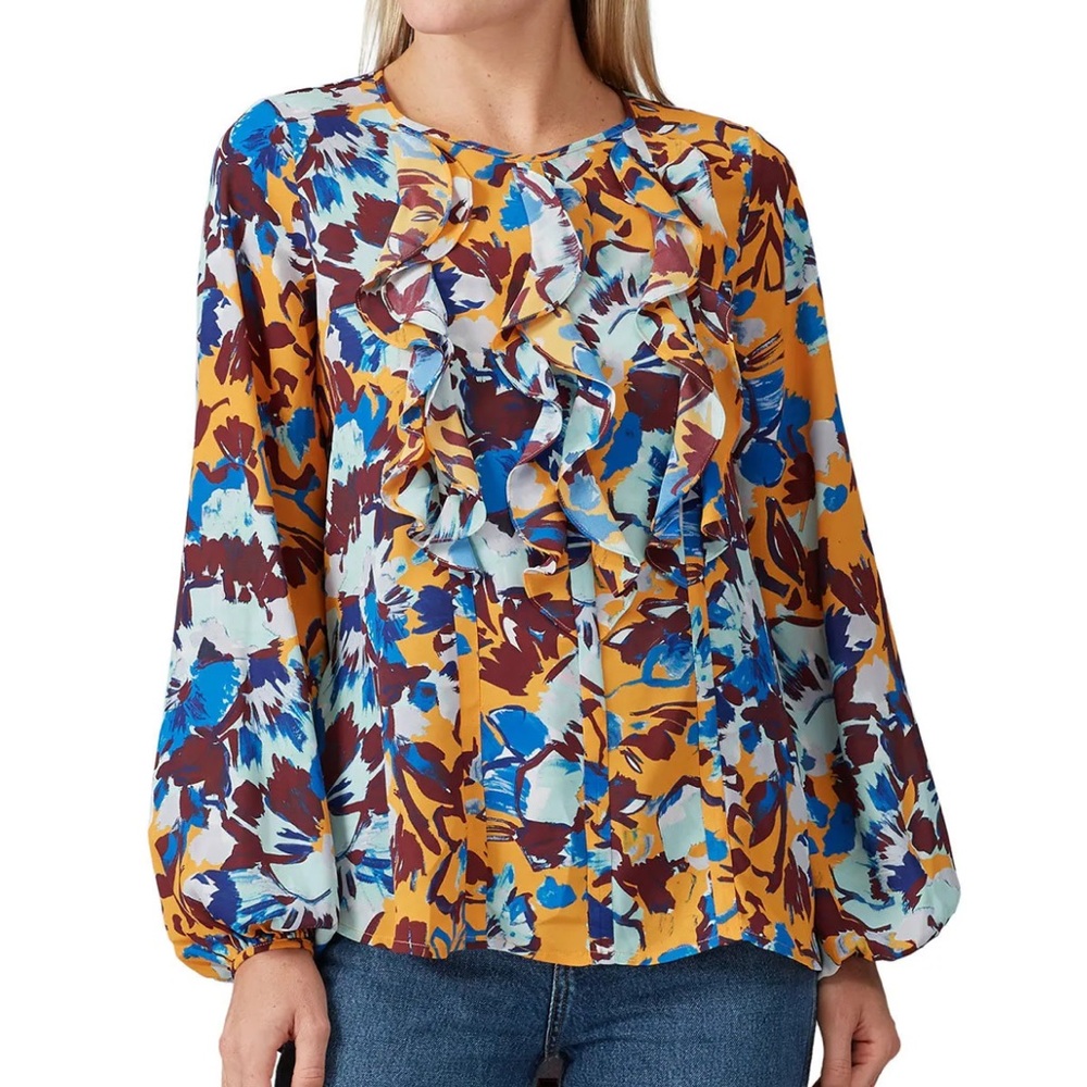 Prabal Gurung Floral Ruffle Blouse, Multicolor, Excellent condition, size 6